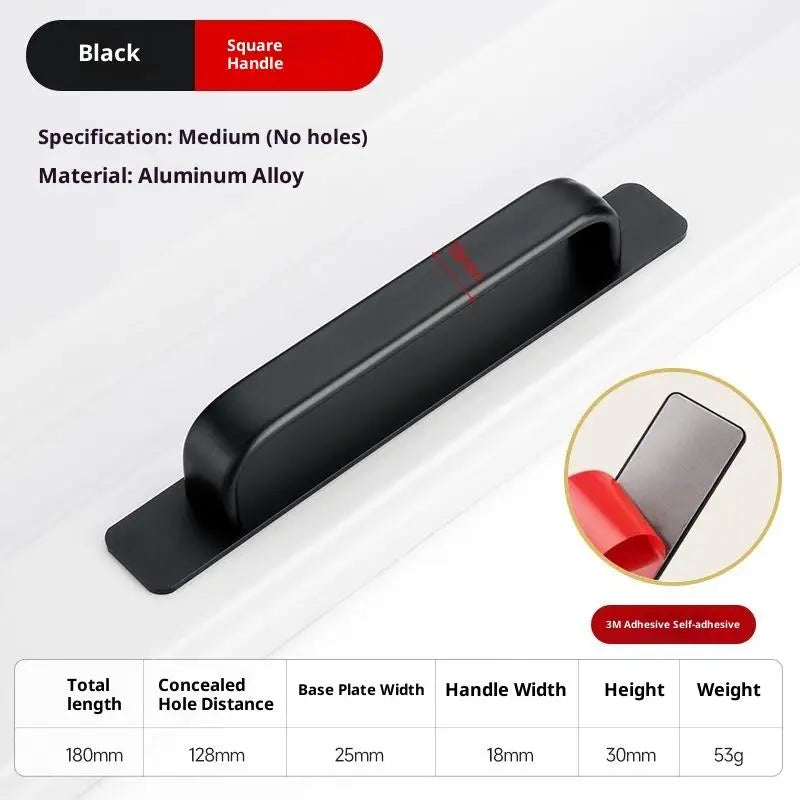 Drill-Free Aluminum Adhesive Door Handle for Sliding Doors & Drawers