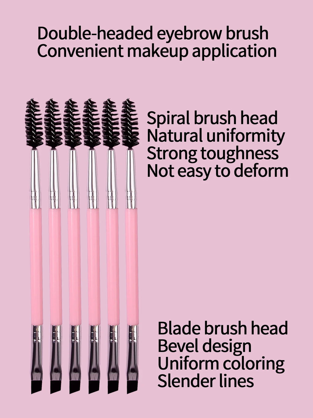 5PCS Pink Double-Ended Mascara & Eyebrow Brush Set