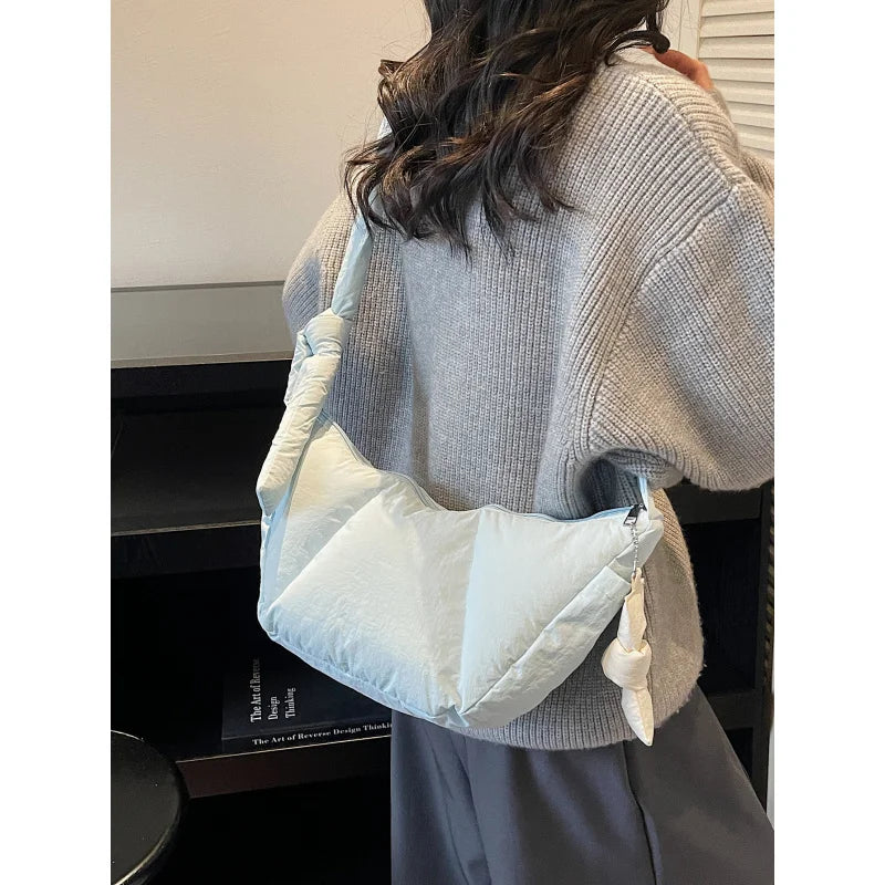 Women's Large Capacity Cotton Puffer Crossbody Dumpling Bag