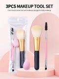 3-Piece Makeup Brush Set – Blush, Lash & Eyebrow Brushes