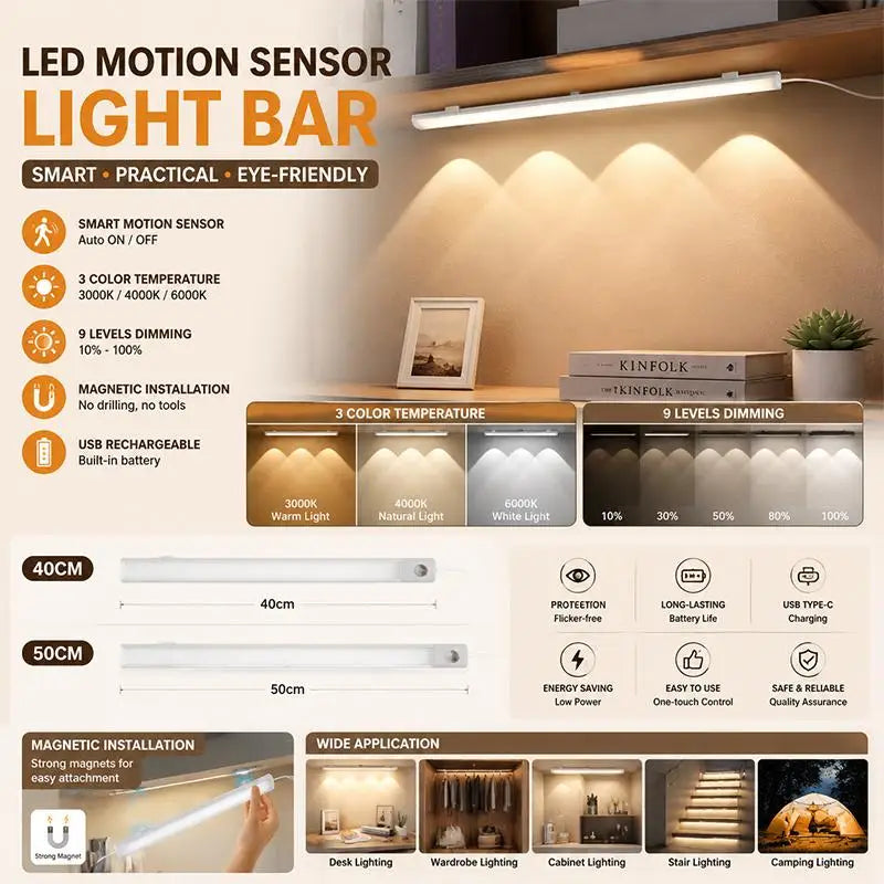 Dimmable LED Light Bar – 3 Color Modes & 9 Brightness Levels