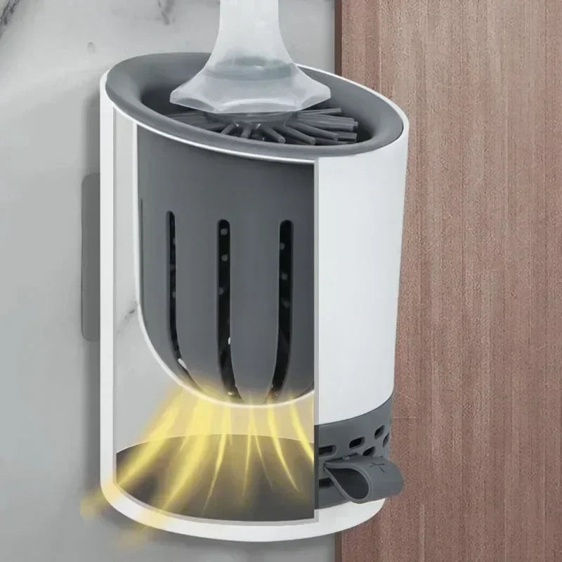 Refillable Silicone Toilet Brush Set – Wall-Mounted with Holder