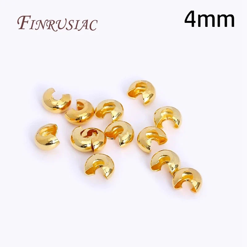 50Pcs 18K Gold Plated Crimp Beads & Covers | DIY Jewelry Findings