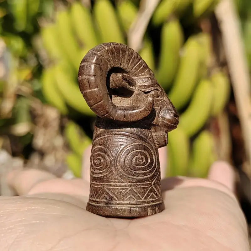 Hand-Carved Wooden Sheep Totem Figurine – Home Décor Gift