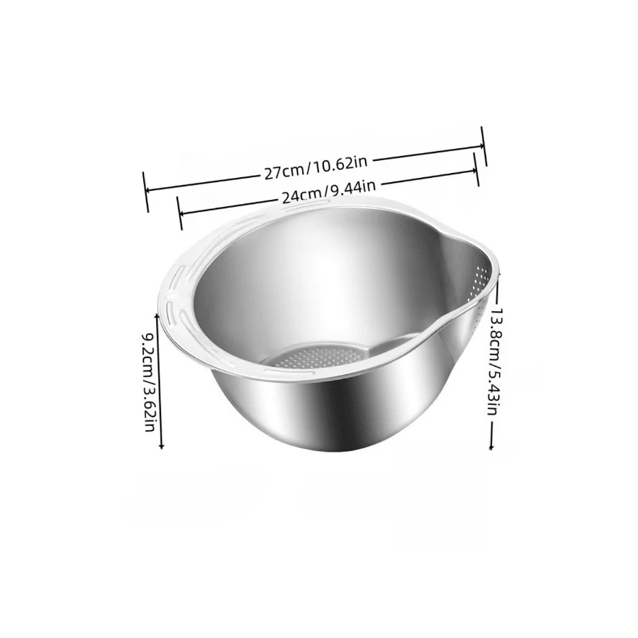 Stainless Steel Rice Washing Bowl & Colander Basket | Nixie