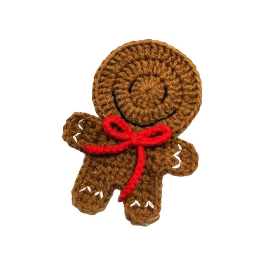 Hand-Knitted Christmas Crochet Coaster | Gingerbread Man Cup Mat