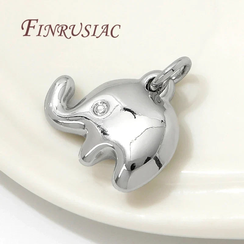 18K Gold Plated Brass Elephant Charm Pendants | DIY Jewelry