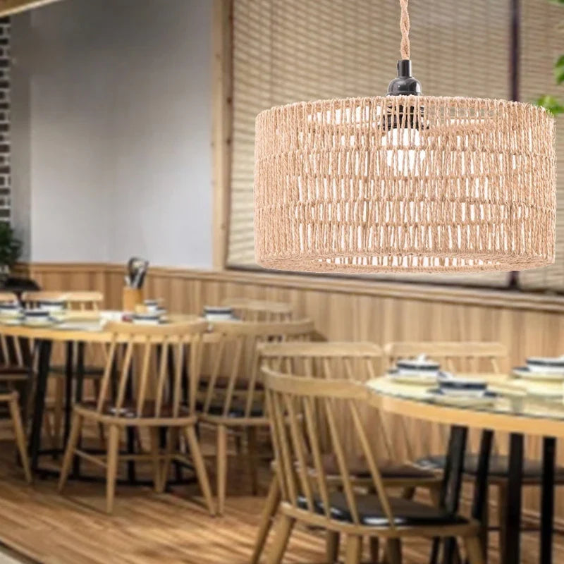 Paper Rope Woven Pendant Lampshade – Boho Chandelier Shade