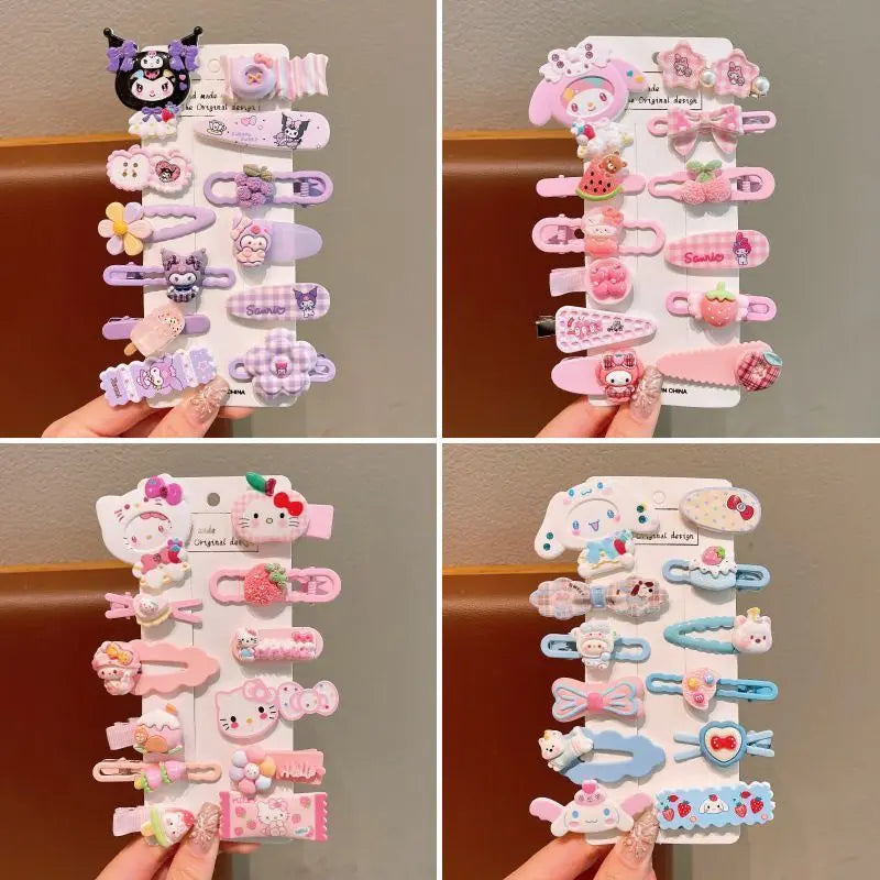 Sanrio Hello Kitty Hair Clips Set – Cute Cartoon Side Clamps