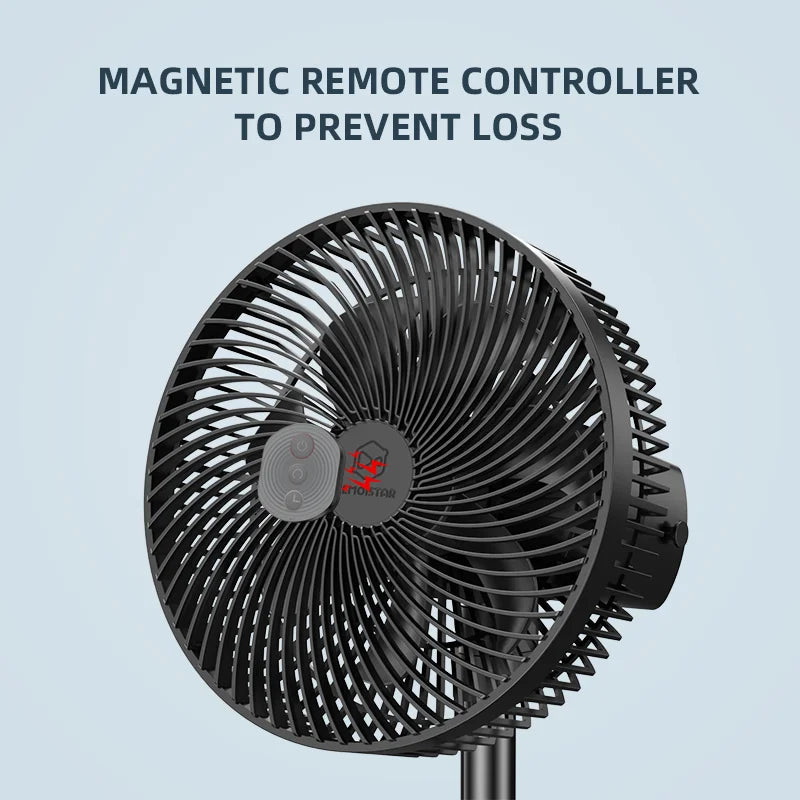 10-Inch Rechargeable Oscillating Floor Fan – 4 Speed Remote