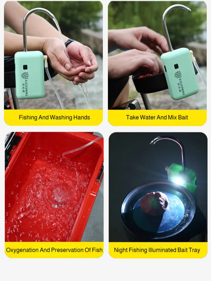 Portable 3-in-1 Fishing Tool – Aerator, Water Pump & LED Light