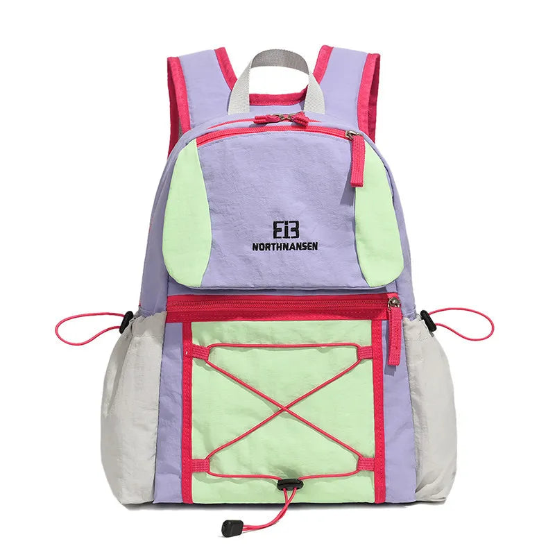 Japanese Color-Block Waterproof Backpack – Unisex Nylon Bag