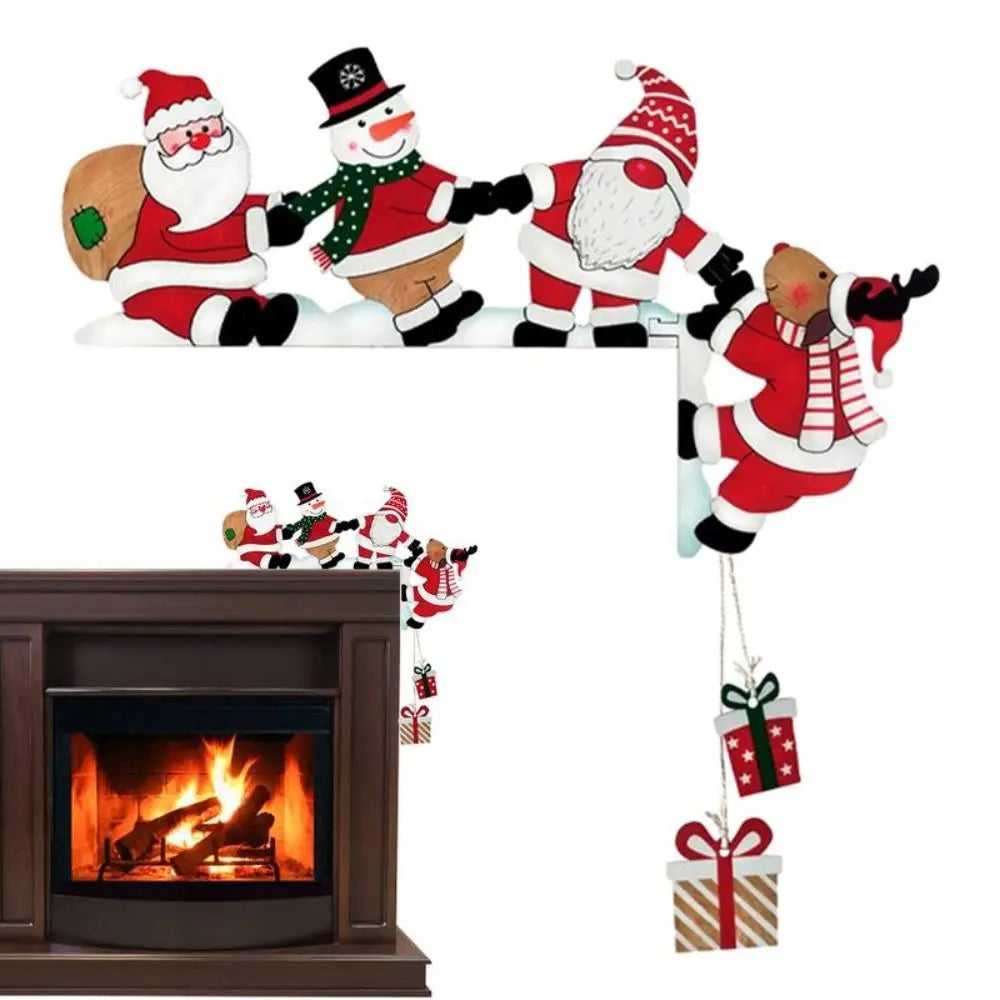 Santa Christmas Door Corner Decor Wooden Pendant Sign