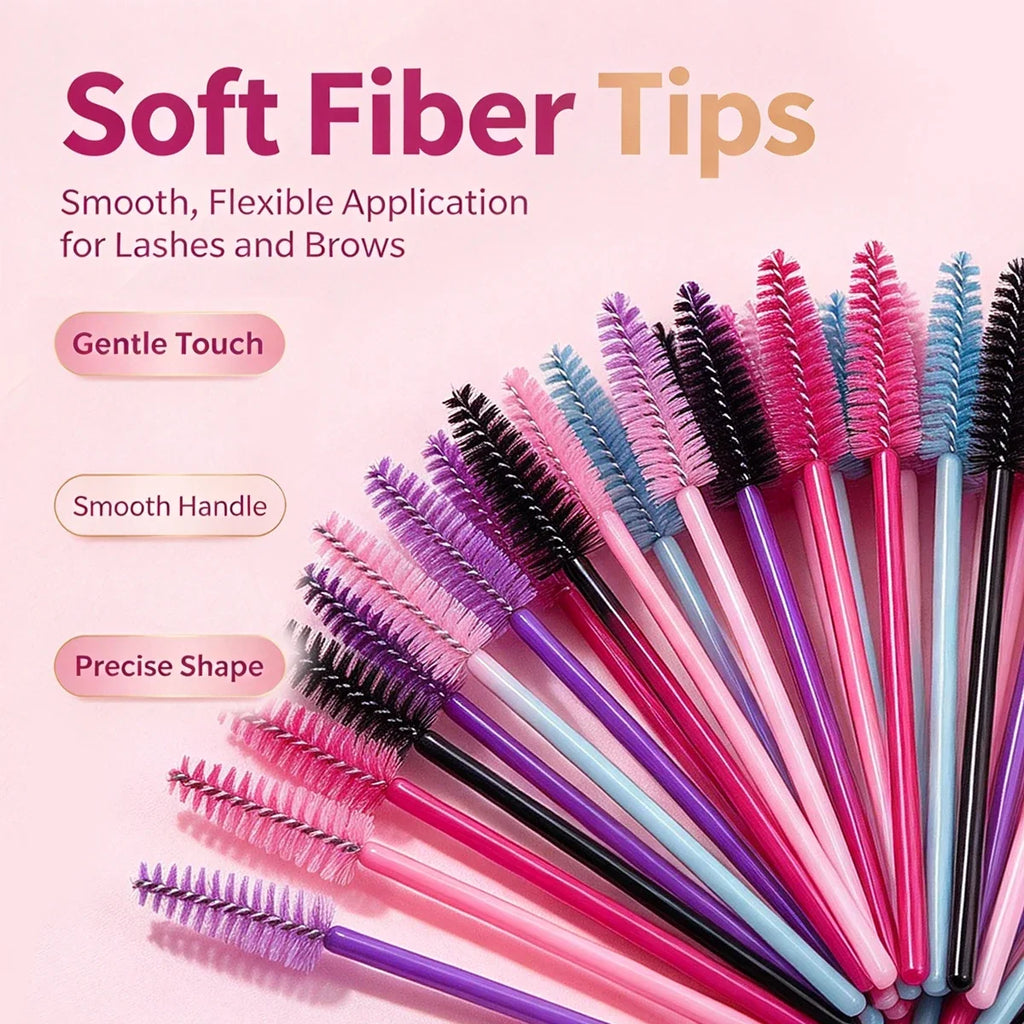 50 Pcs Mascara Wands Spoolie Eyelash & Eyebrow Brush Set