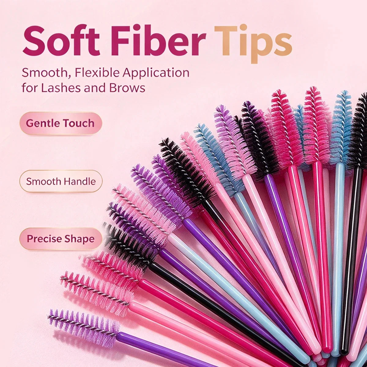 50 Pcs Mascara Wands Spoolie Eyelash & Eyebrow Brush Set
