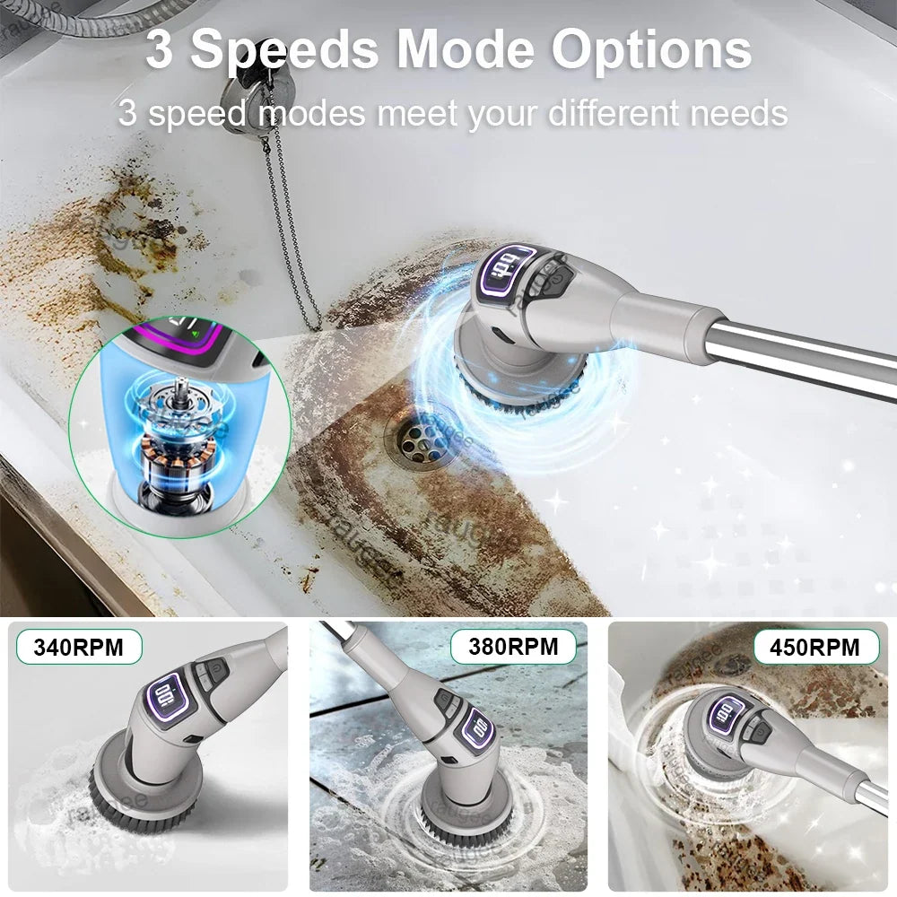 Raugee 10-in-1 Cordless Electric Spin Scrubber Cleaning Brush