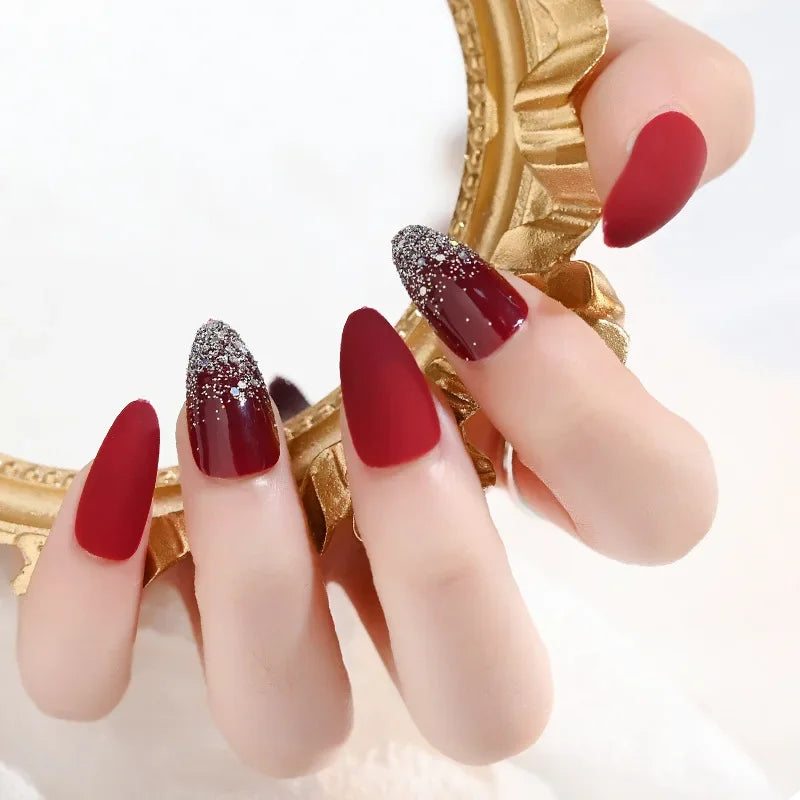 24Pcs Stiletto Press-On Nails Gradient Full Cover Mid-Length