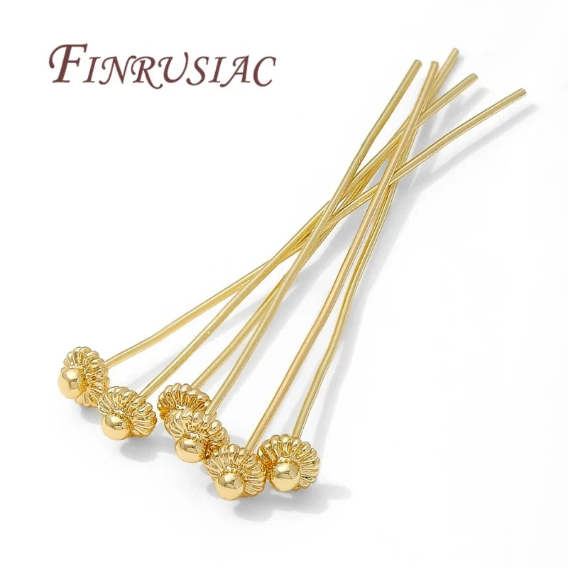 18K Gold-Plated Brass Flower Pins – DIY Earring Findings 10/20pc