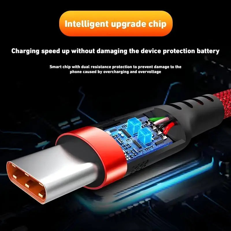USB-C 6A Fast Charging Cable 1M–8M | Nylon Braided Type-C Cord