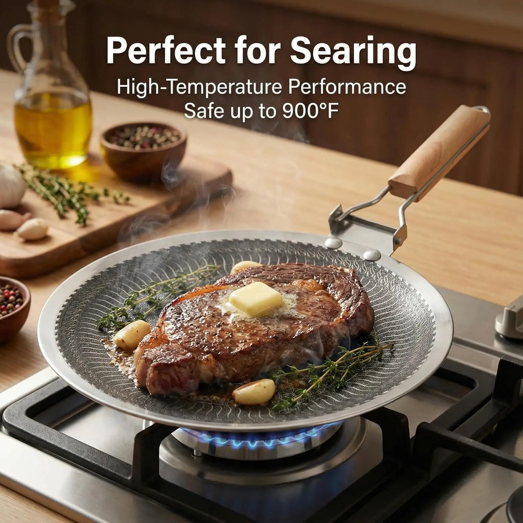 Honeycomb Non-Stick Stainless Steel Griddle Pan 34/38cm BBQ