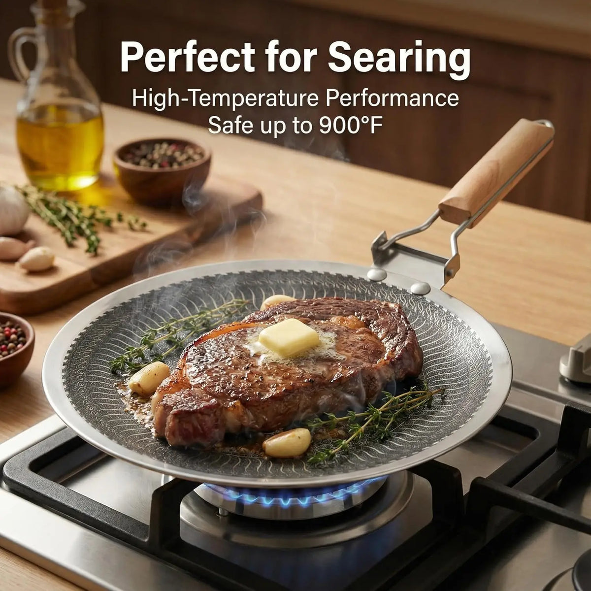Honeycomb Non-Stick Stainless Steel Griddle Pan 34/38cm BBQ