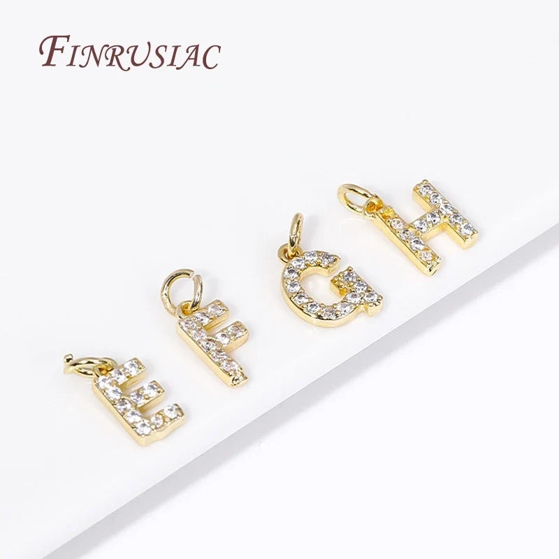 18K Gold Plated Zircon Letter Pendants A-Z Alphabet Charms