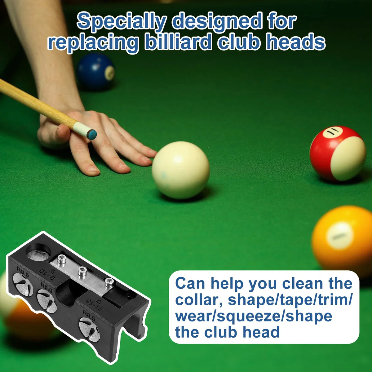 Billiard Pool Cue Tip Shaper & Repair Tool Kit – 11-Piece