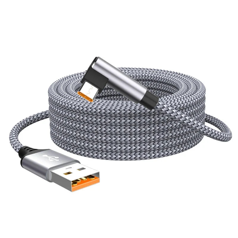 6A USB-C Right Angle Fast Charge Cable 3m 5m | Type-C Elbow
