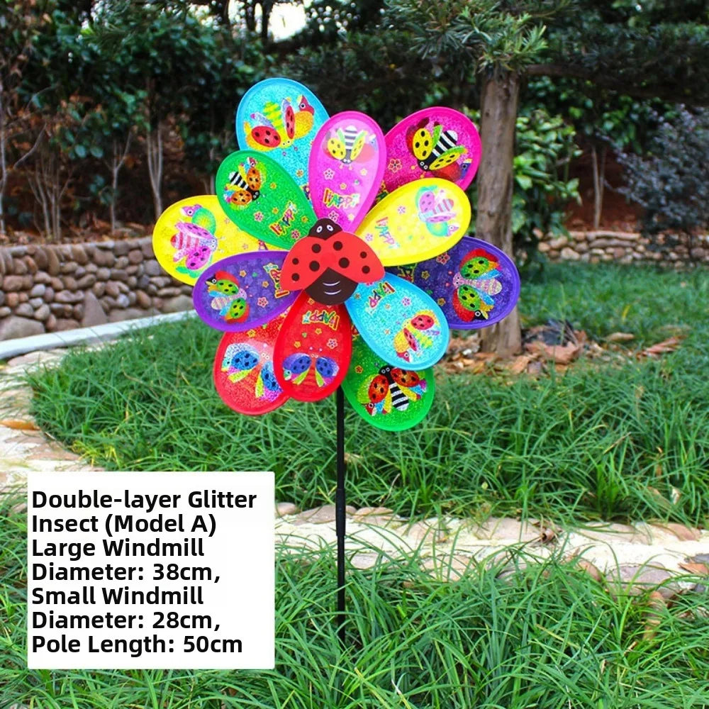 Sparkly Insect Cartoon Pinwheel Wind Spinner | Garden Windmill