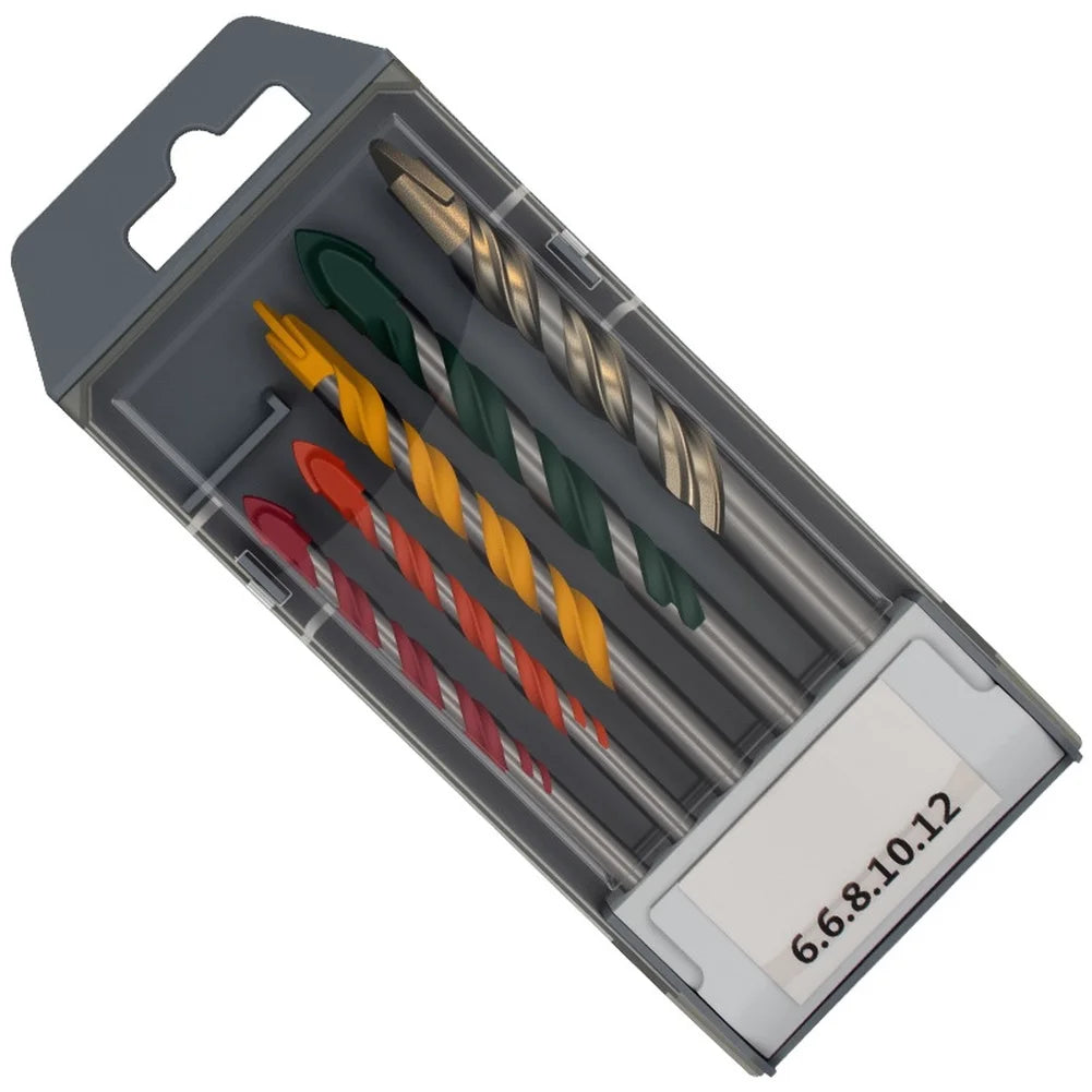 5-Pc Alloy Triangle Drill Bit Set – Tile, Concrete & Brick