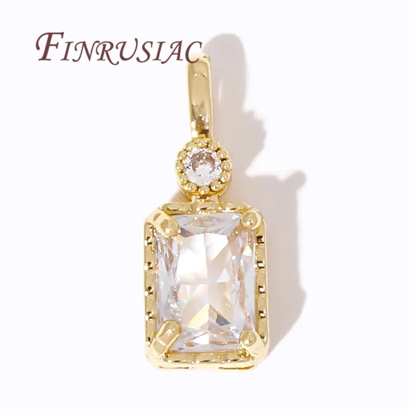18K Gold Plated Zircon Crystal Square Charms – DIY Jewelry