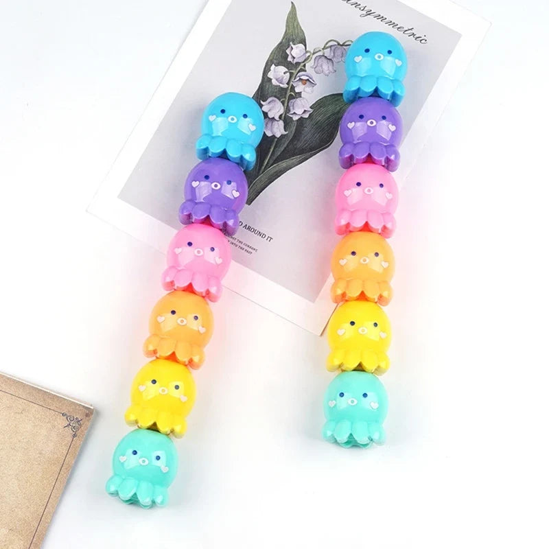 Octopus Highlighter Pens – 5-Pack Pastel Colors for Kids