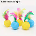 Sisal Scratching Ball Cat Toy with Feather – 1 or 5 Pcs