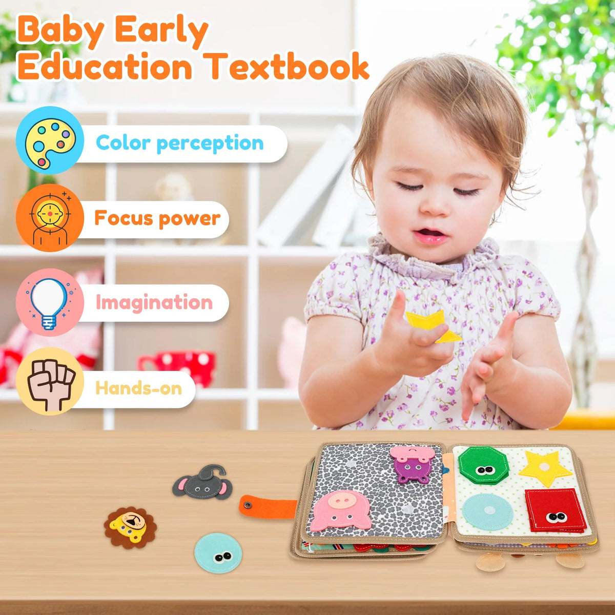 Soft Baby Felt Quiet Book – Animal Sensory Toy Ages 1–3