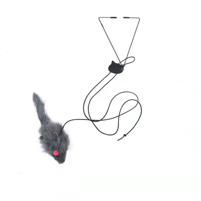 Interactive Hanging Door Cat Toy – Plush Mouse & Elastic Rope