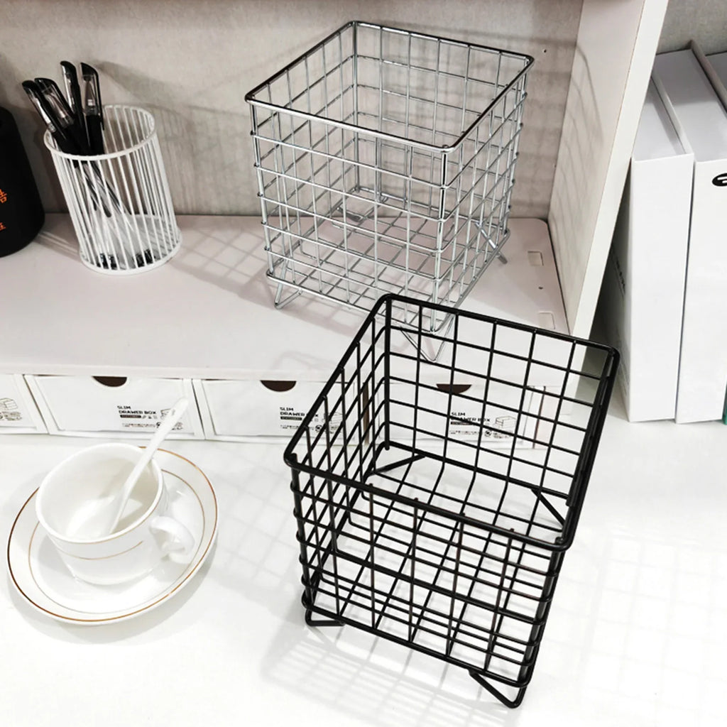 Iron Storage Basket – Kitchen, Desktop & Cosmetic Organizer
