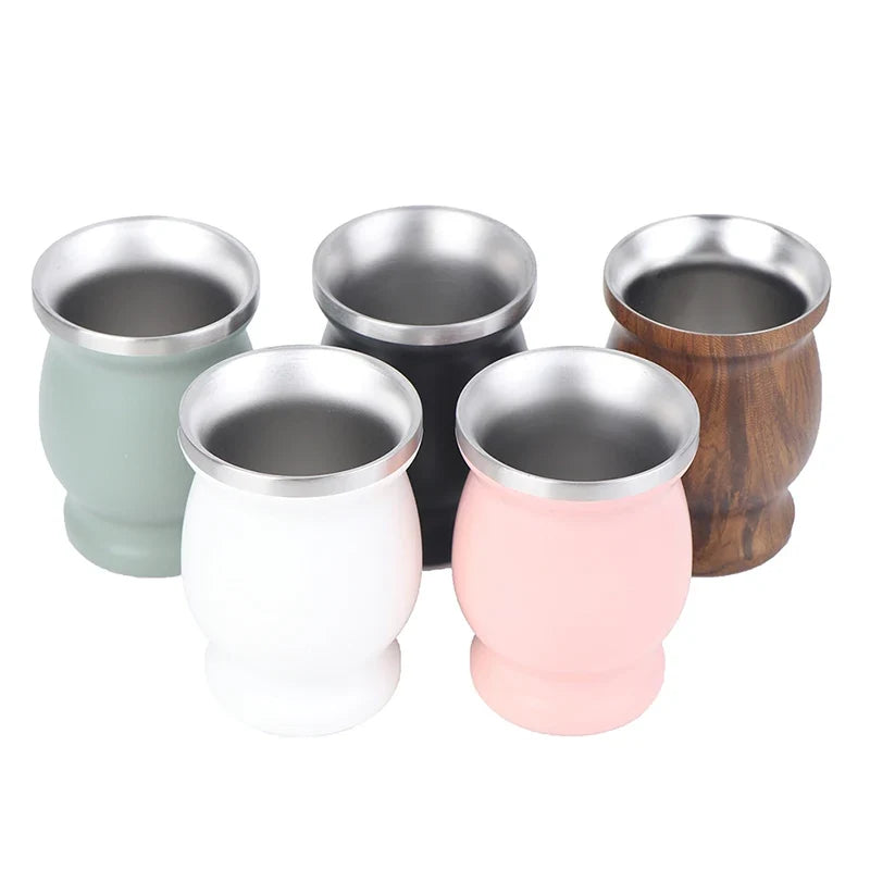 Stainless Steel Yerba Mate Gourd Cup 8oz Set with Bombillas