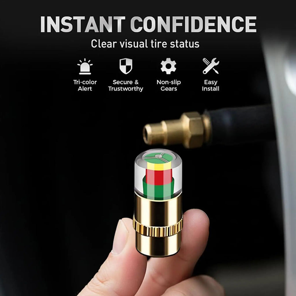 Tire Pressure Indicator Valve Caps – Color Alert Set of 4