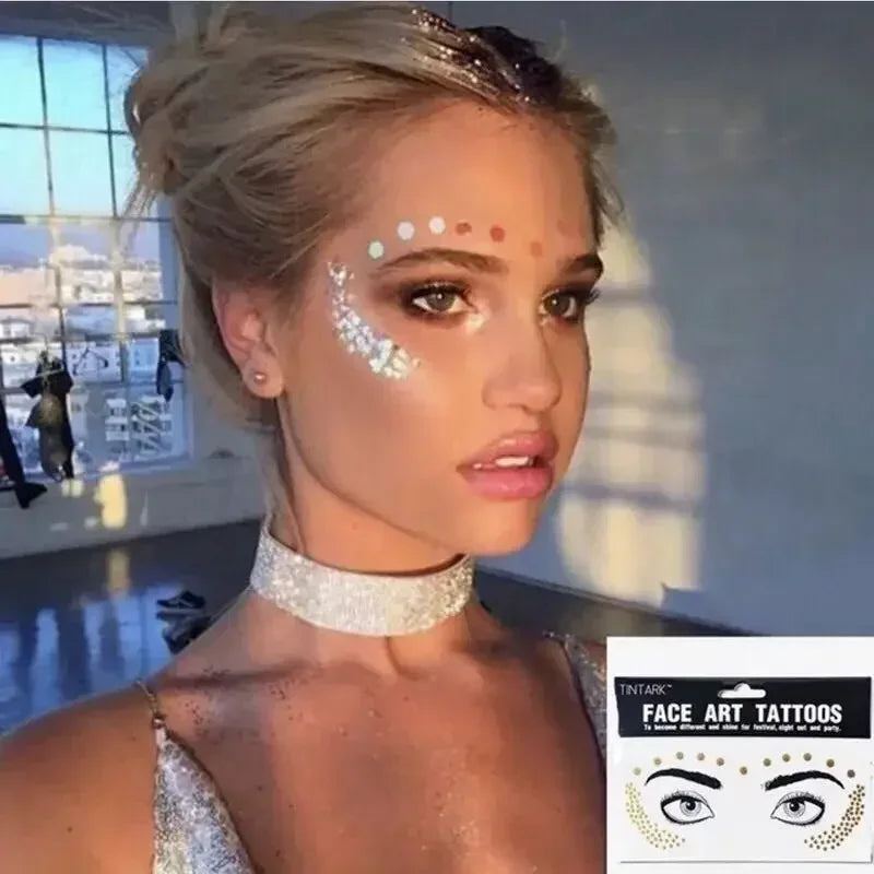 Face Diamond Temporary Tattoo Stickers – Waterproof Party Gems