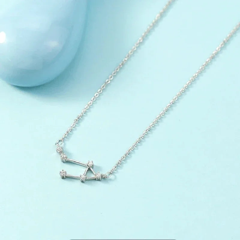 Zodiac Symbol Pendant Necklace – Minimalist Silver Collarbone