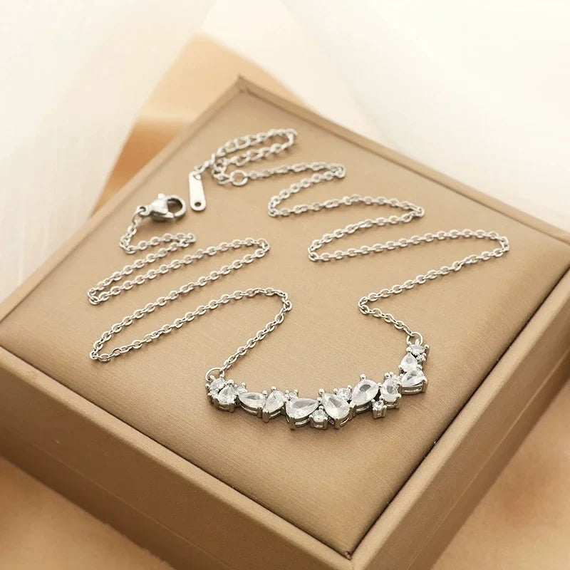 Zircon Copper Pendant Necklace for Women | Gold Clavicle Chain