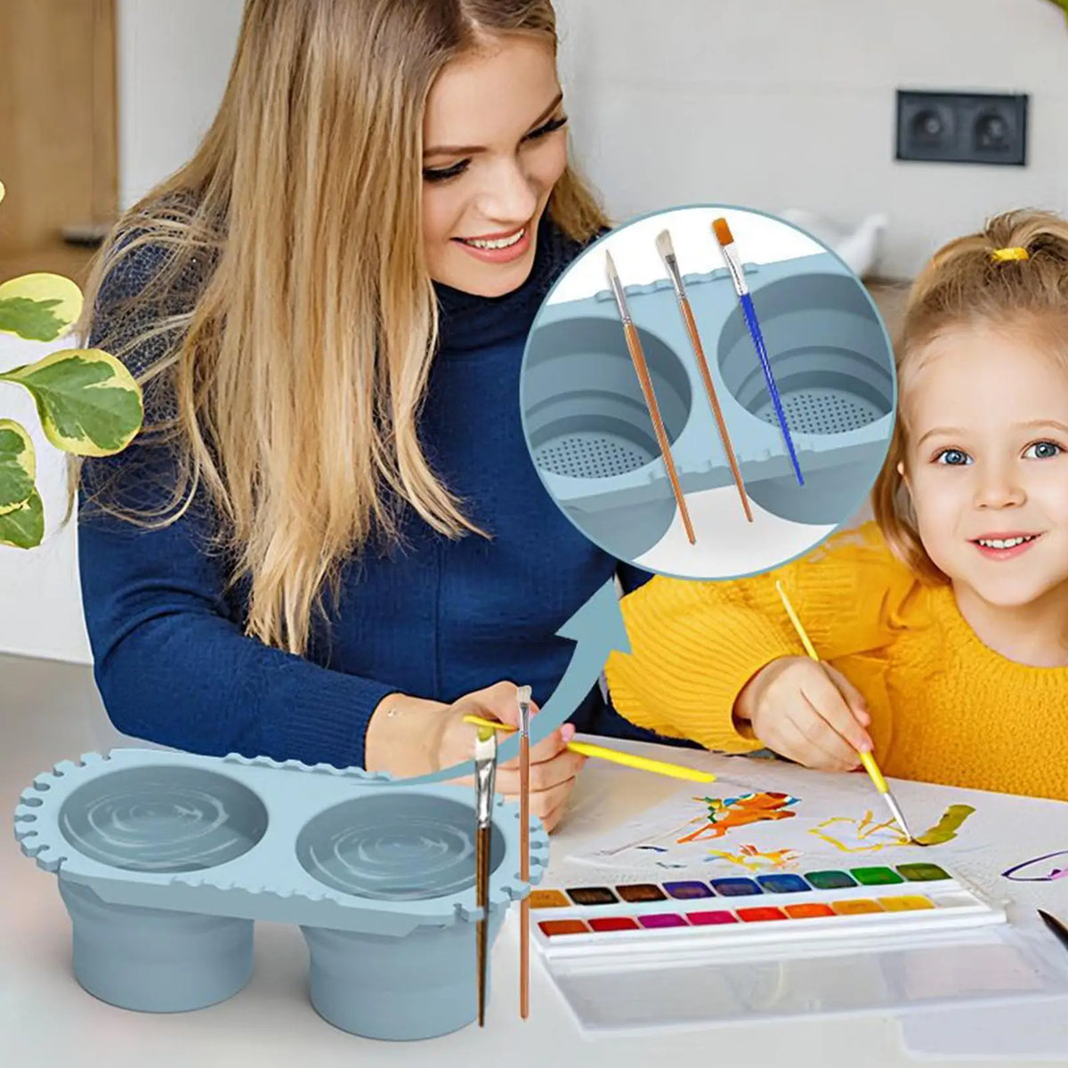 Foldable Silicone Paint Brush Washer Cup & Pen Holder