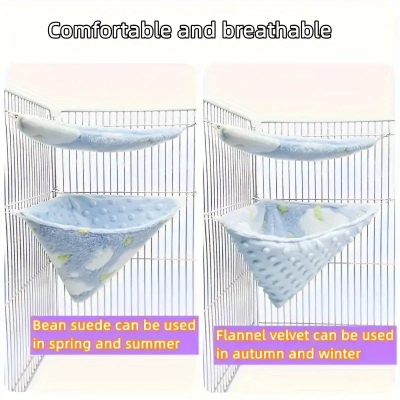 Small Pet Hammock & Funnel Bed Set – Fleece Cage Accessory