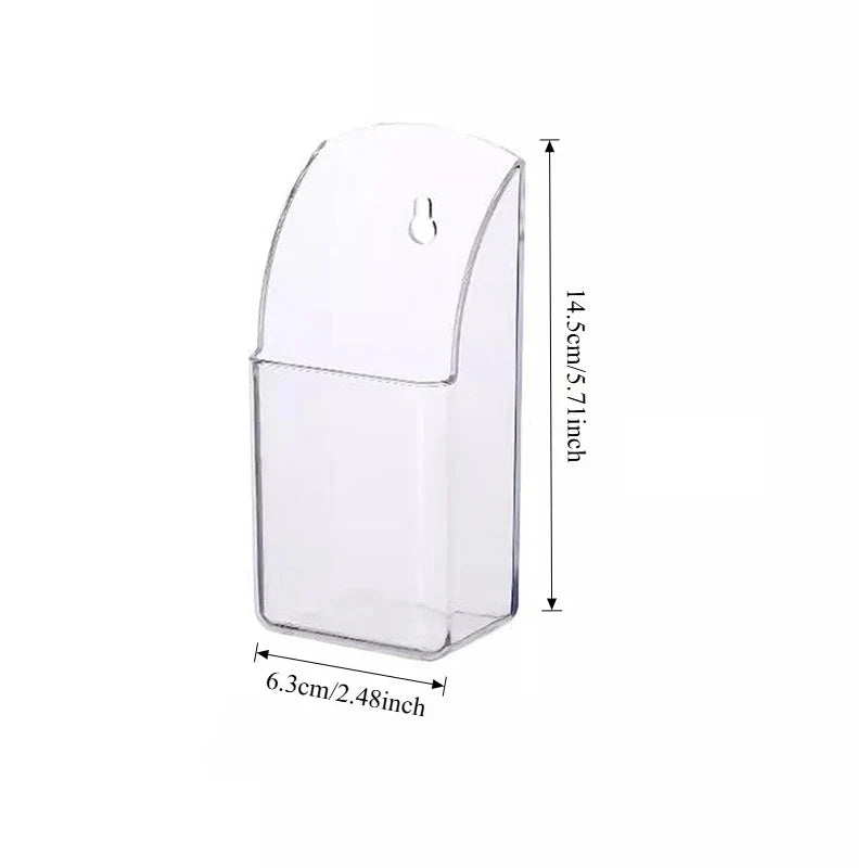 Acrylic Wall Mount Remote Control & Phone Holder Storage Box