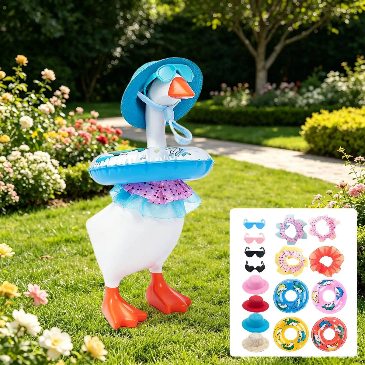 Summer Desk Goose Outfit Set – Mini Figurine Costume Accessories
