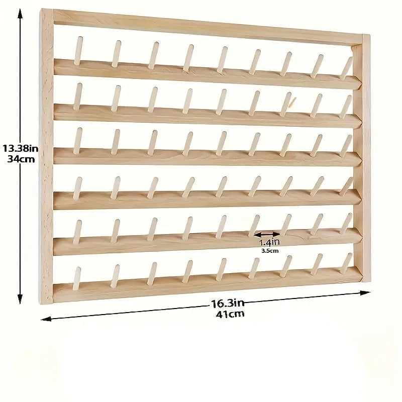 Wooden Wall Spindle Rack – Thread Spool & Hair Accessory Organizer