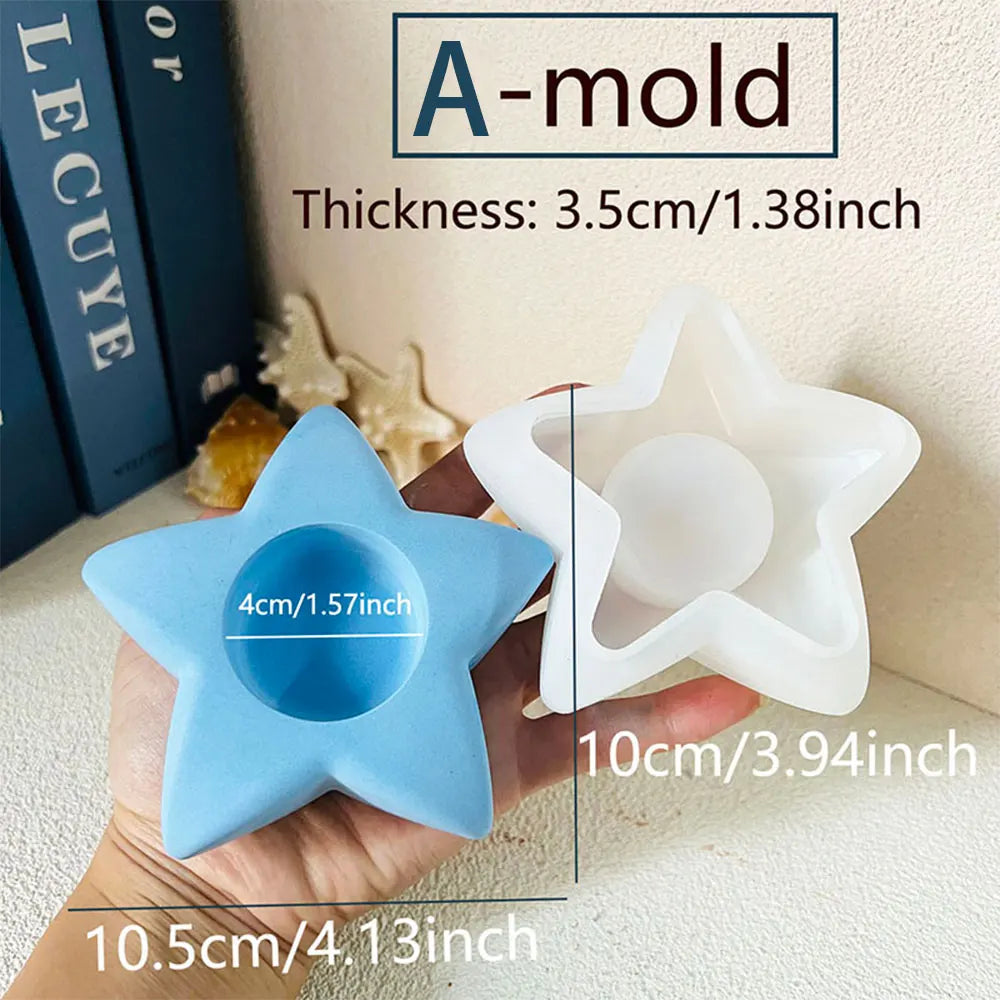 Lunar Surface Candle Holder Silicone Mold – Moon Star Heart