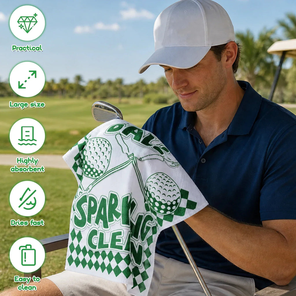 2-Pack Microfiber Golf Towels with Clip – Waffle Weave 16x24"