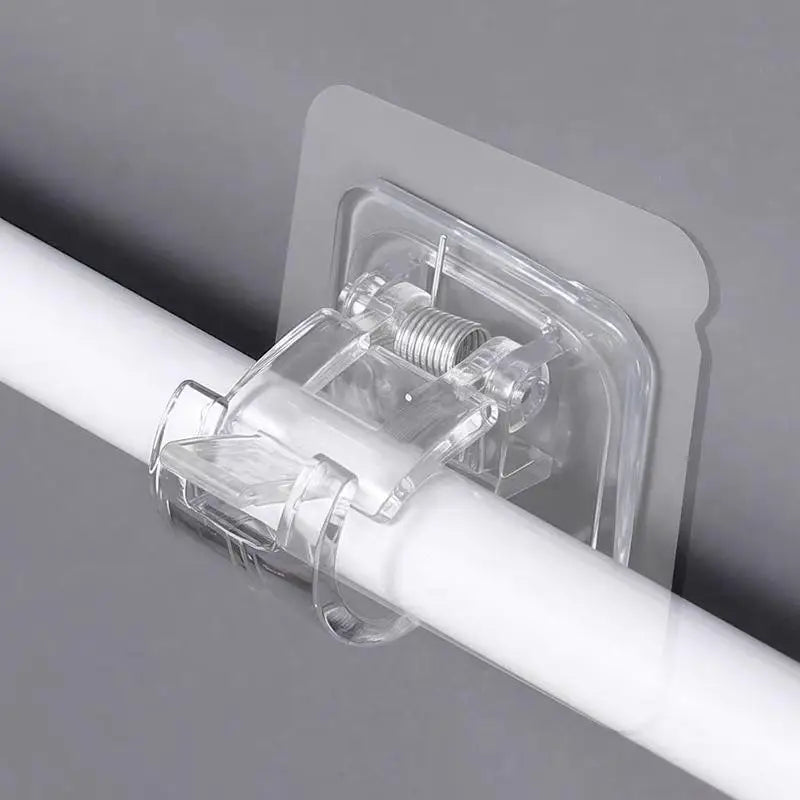 10pcs No-Drill Curtain Rod Brackets – Self-Adhesive Clips