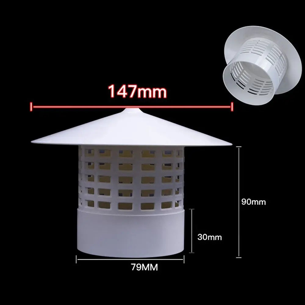 PVC Ventilated Rain Cap 75–200mm Roof Duct Exhaust Vent Hood Cover